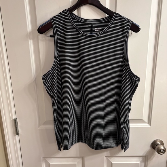 Lands' End Women's Black and White Striped Tank Top - Picture 1 of 6
